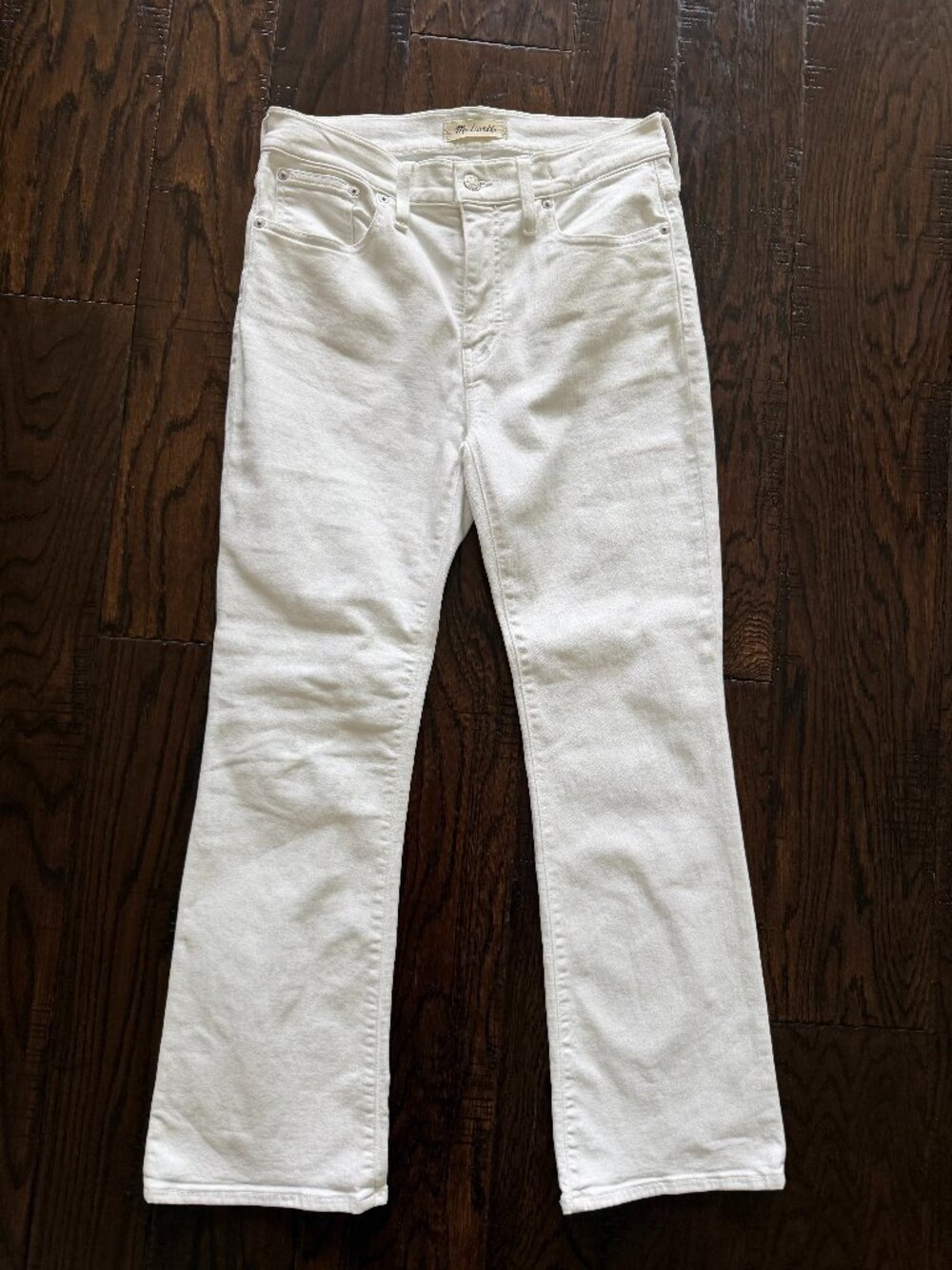 Madewell Women's White Mid-Rise Kick Out Jeans